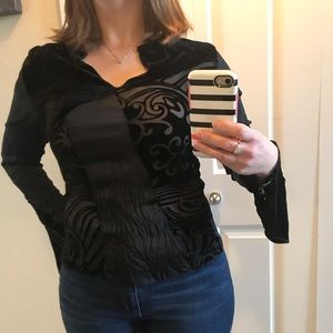 White House Black Market Black Velour Top